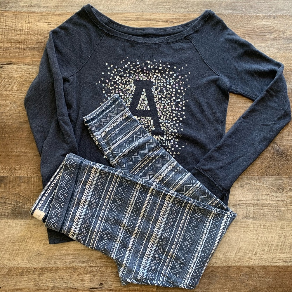 A&F Outfit Cute Blue S Shine Top Blue M leggings